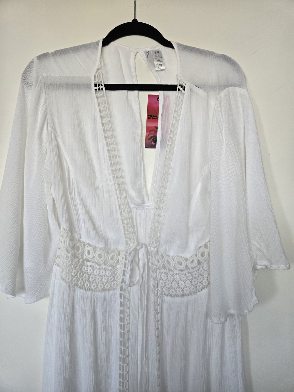 White Crochet-Trim Maxu Dress Beach Cover-Up - Picture 3 of 8